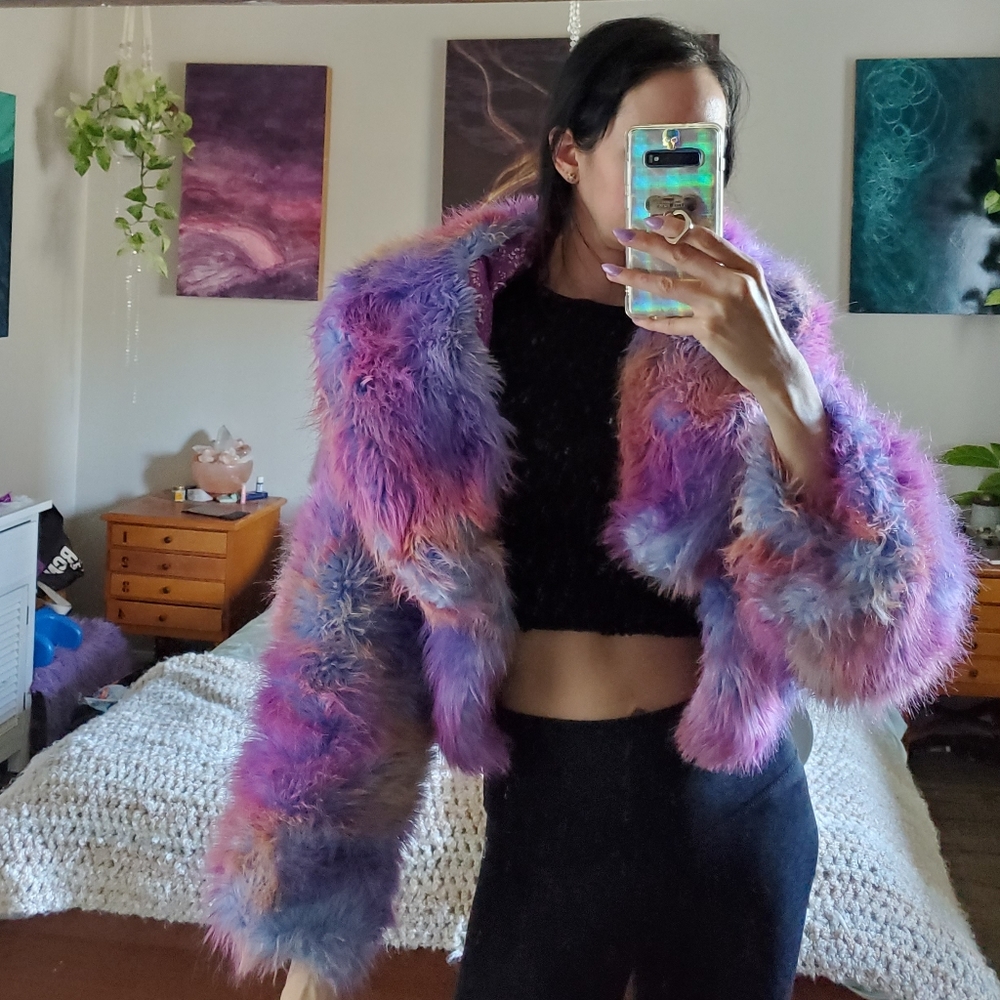 🍬 Lux Muse party Faux Fur Coat pastel festival🍬